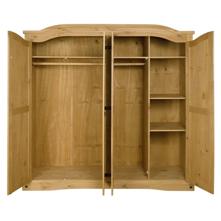 Corona Mexican 4 Door Wardrobe in Solid Pine