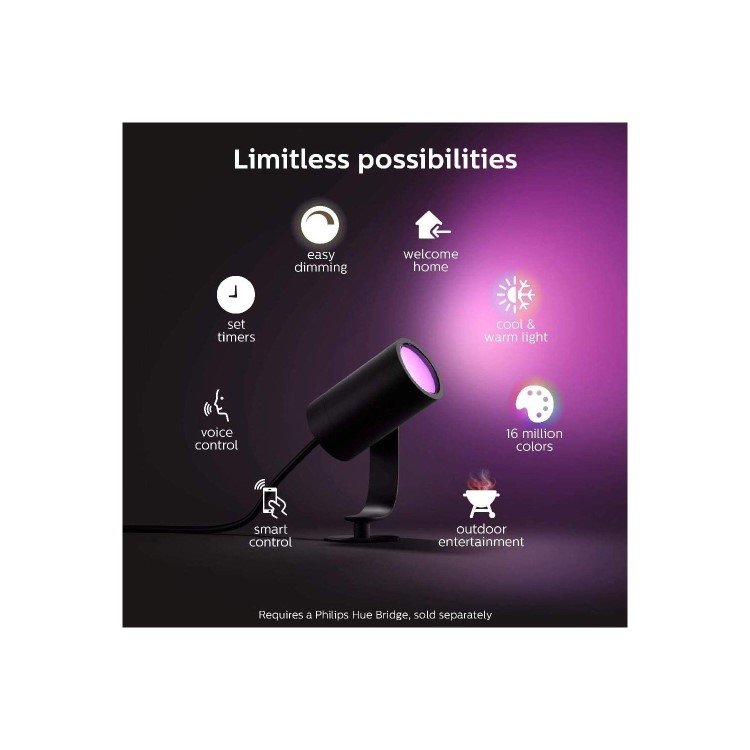 GRADE A1 - Philips Hue White & Colour Ambiance Lily Outdoor Spot Light - A+ Rated