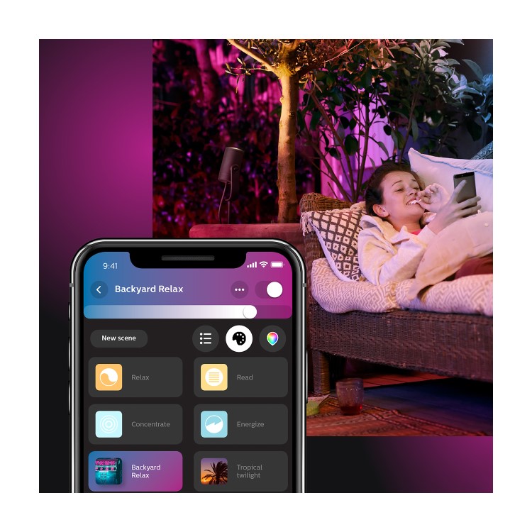 GRADE A1 - Philips Hue White & Colour Ambiance Lily Outdoor Spot Light - A+ Rated