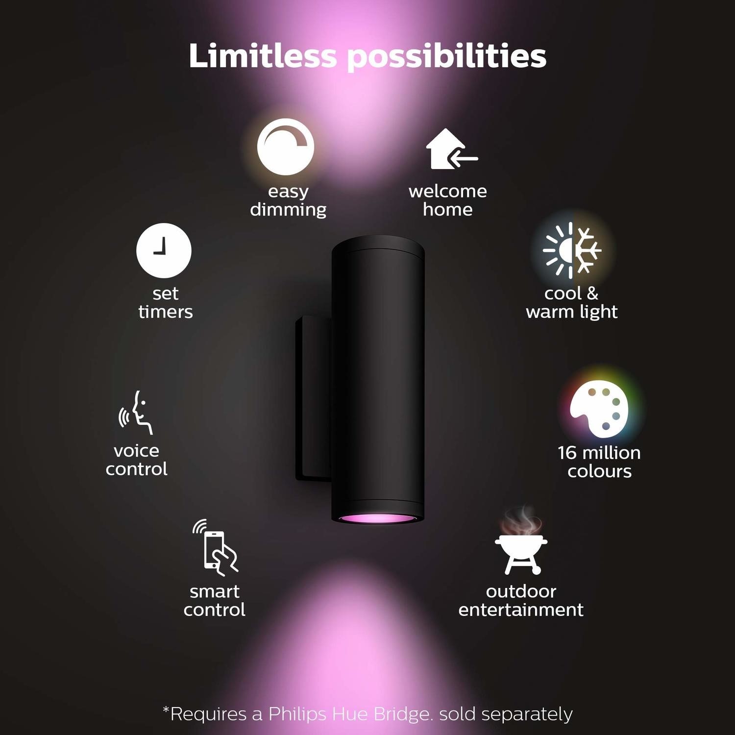 Philips Hue Appear Outdoor Wall Light - Black - BuyItDirect.ie