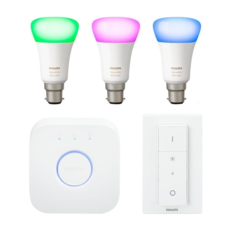 Philips Hue White and Colour Ambiance B22 Starter Kit - 3 Pack