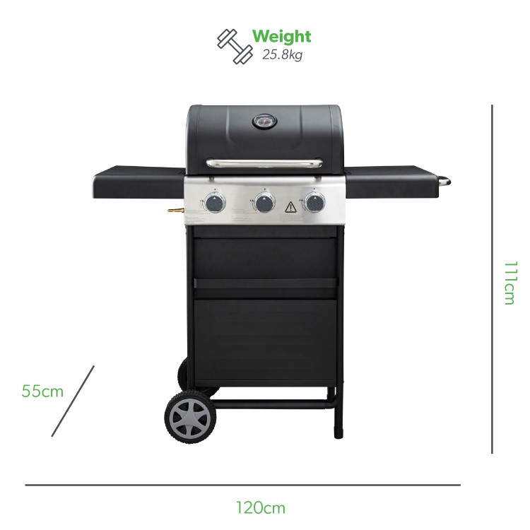 Refurbished Dangrill 3 Burner Gas BBQ in Black