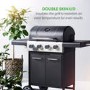 Dangrill 4 Burner Gas BBQ in Black With Side Burner