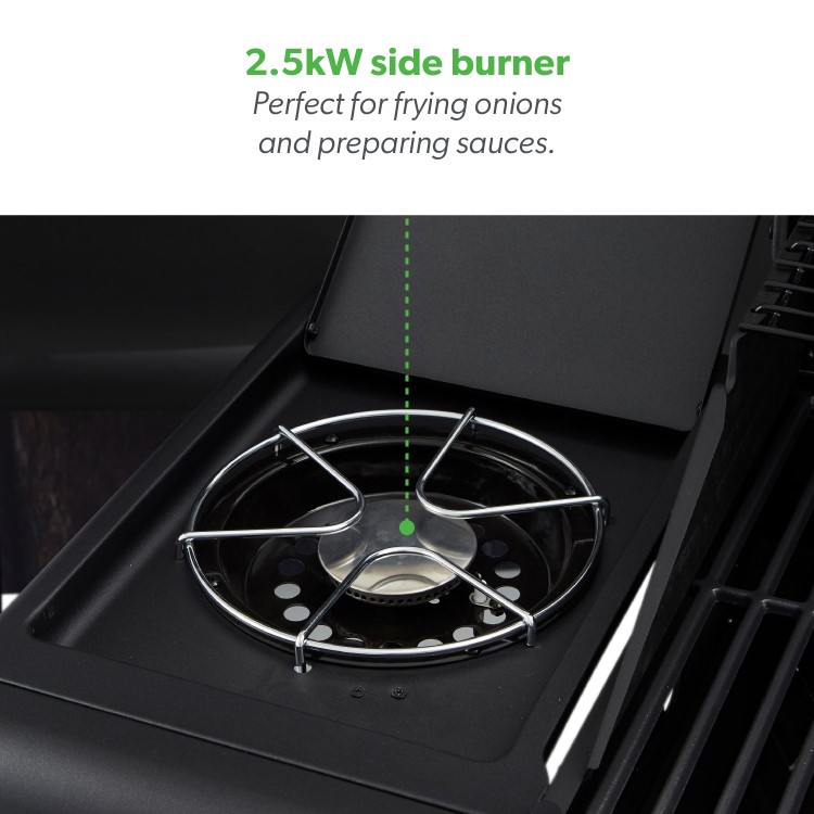 Dangrill 4 Burner Gas BBQ in Black With Side Burner