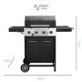 Dangrill 4 Burner Gas BBQ in Black With Side Burner