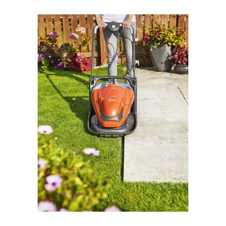 Flymo Easi Glide Plus 330v 33cm Hover Corded Electric Lawnmower and Contour 650E 30cm Corded Grass Strimmer Set