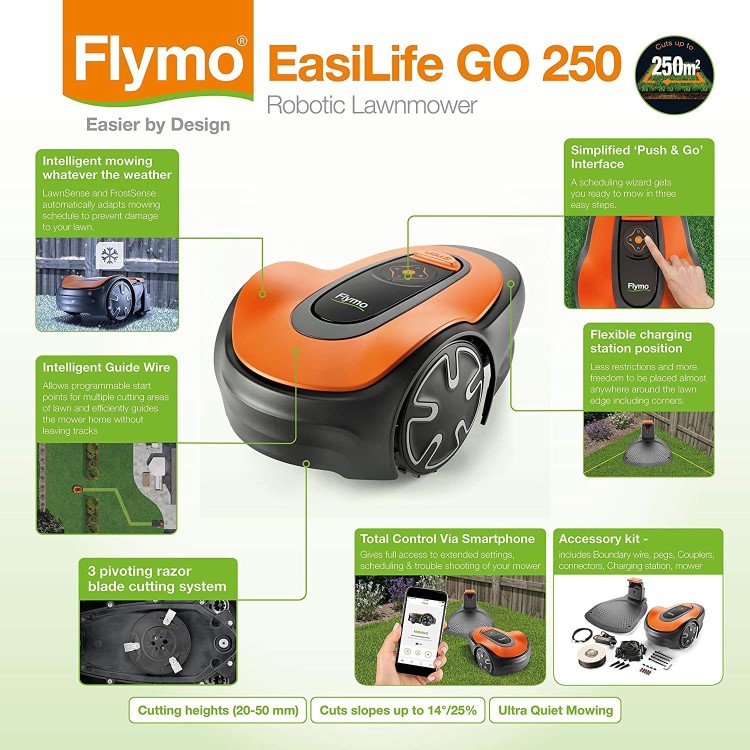 Flymo EasiLife Go 250 Compact Robotic Cordless Lawnmower