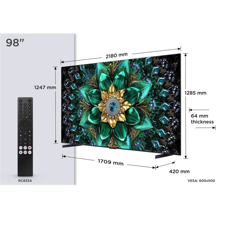 TCL 98Q6C-UK 98" 4K QD-Mini LED UHD Smart Google TV