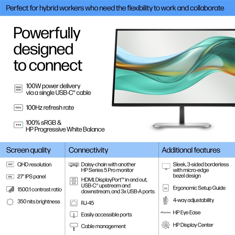 HP Series 5 Pro 527pu 27" IPS QHD 100Hz USB-C Monitor