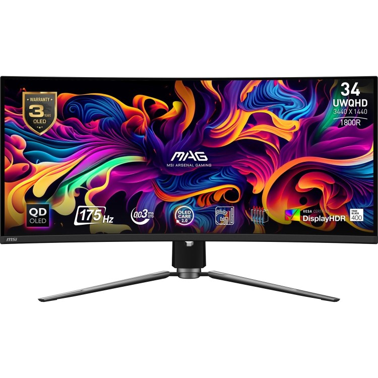 MSI MAG 341CQP 34" WQHD OLED 175Hz 0.03ms Curved Gaming Monitor