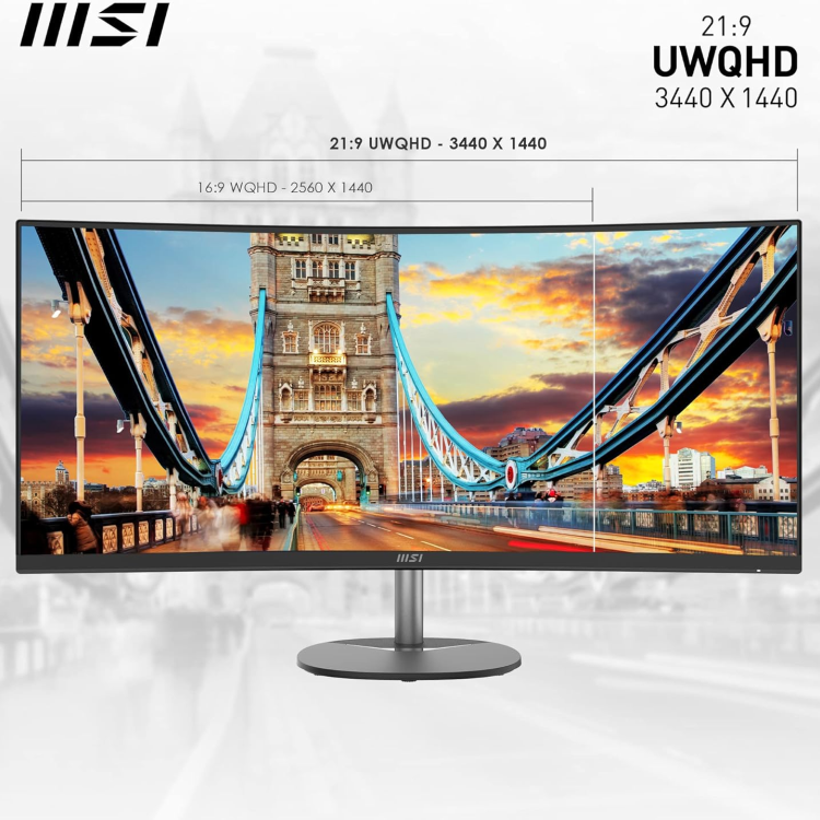 MSI PRO MP341CQ 34" VA UWQHD FreeSync Curved Monitor