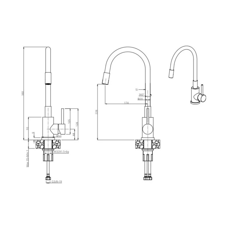 ONLY OPENED - Quadron Maggie kitchen faucet steel / black hose