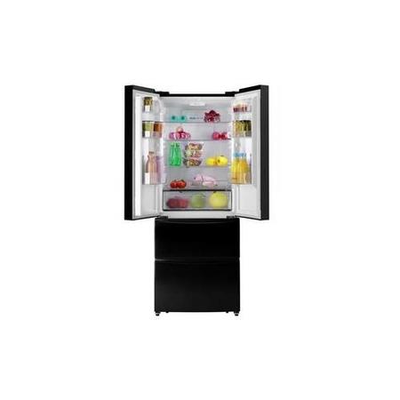 Refurbished Hoover HMN7182BK Freestanding American Frost Free Fridge Freezer - Black
