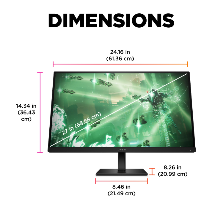 Refurbished HP OMEN 27 IPS QHD 165Hz 1MS Gaming Monitor