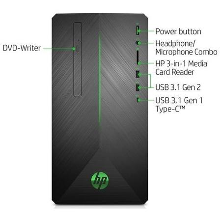 Refurbished HP Pavilion 690-0046na Core i5-9400F 8GB 2TB & 256GB GTX 1050Ti Windows 10 Gaming Desktop