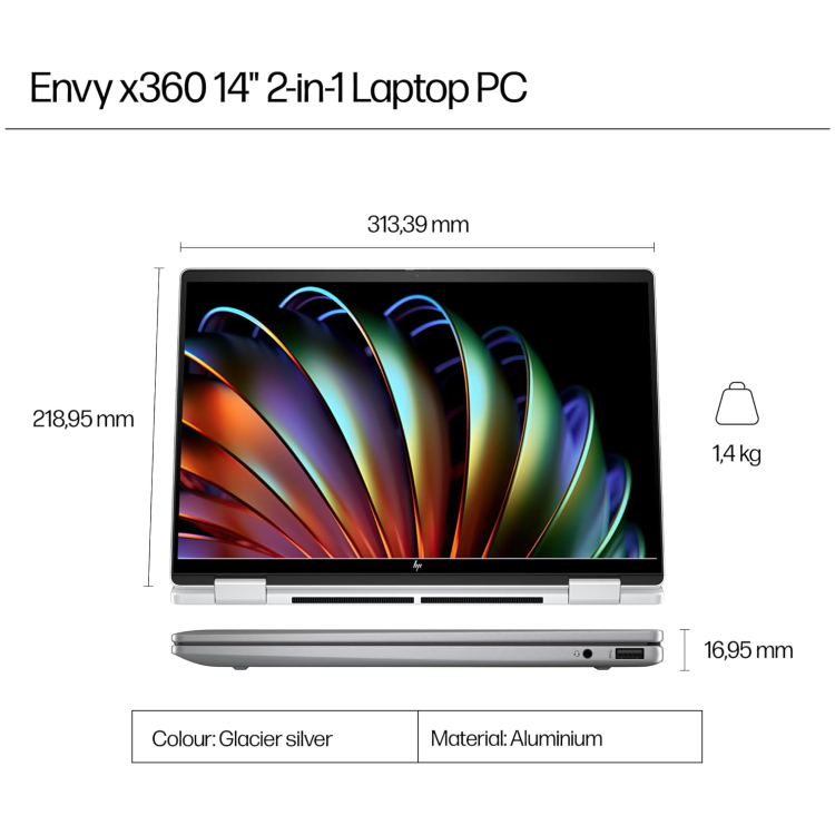 Refurbished HP Envy x360 AMD Ryzen 5 16GB RAM 512GB SSD 14 Inch Windows 11 Convertible Laptop