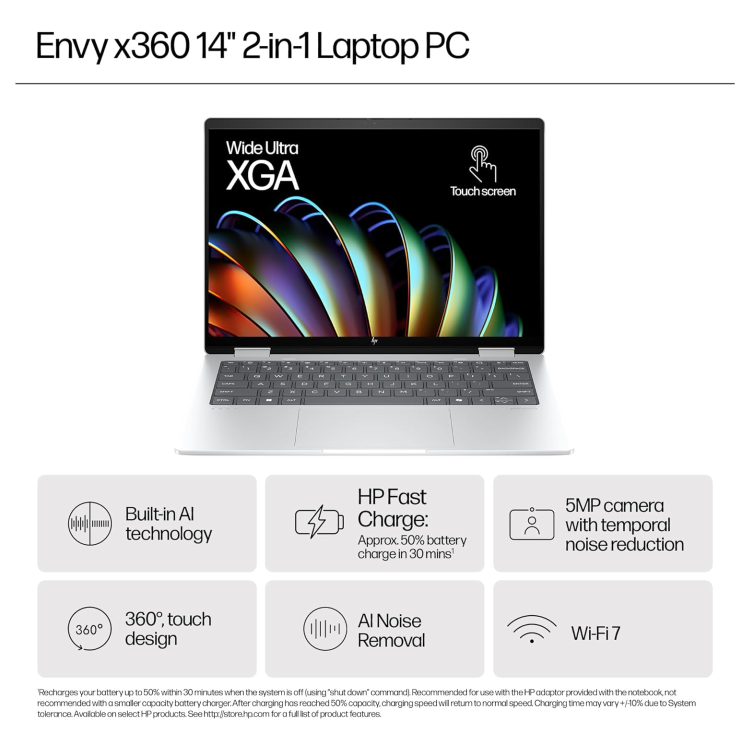 Refurbished HP Envy x360 AMD Ryzen 5 16GB RAM 512GB SSD 14 Inch Windows 11 Convertible Laptop