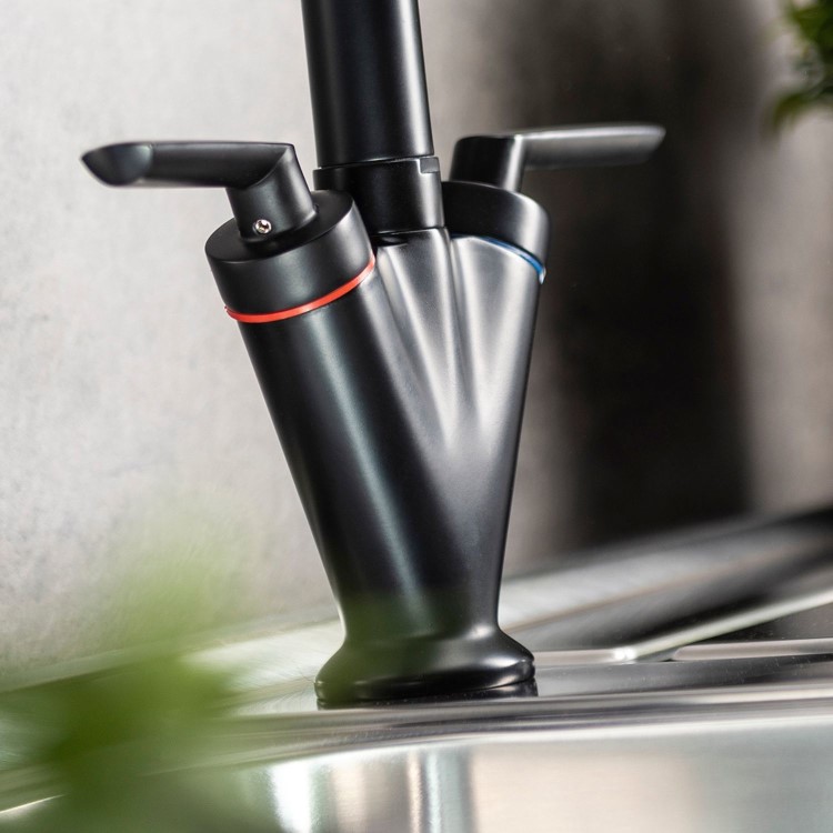 Abode Volo Dual Lever Mixer Tap - Matt Black