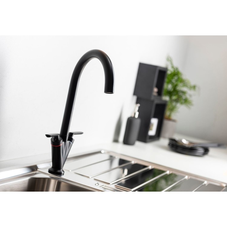 Abode Volo Dual Lever Mixer Tap - Matt Black