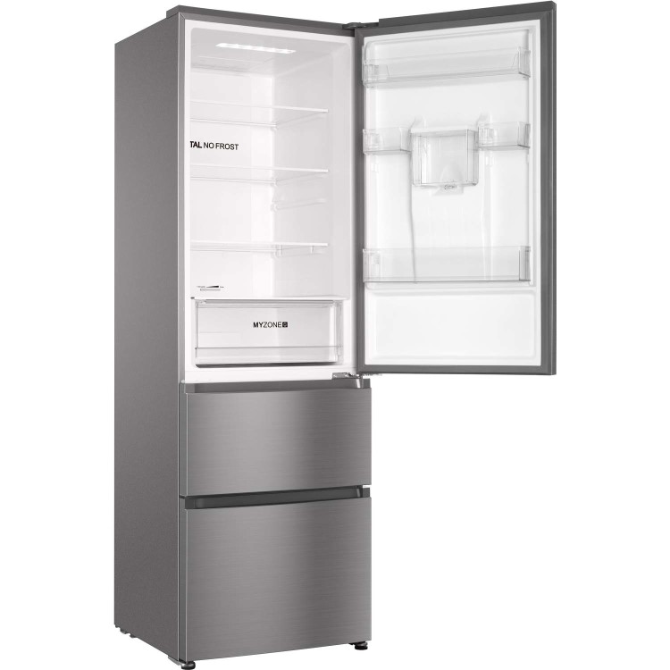 Refurbished Haier AFE635CHJW Freestanding 325 Litre 60/40 Frost Free Fridge Freezer Stainless Steel