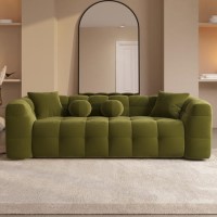 Olive Green Velvet 3 Seater Cloud Sofa - Alessia Olive Green Velvet 3 Seater Cloud Sofa - Alessia