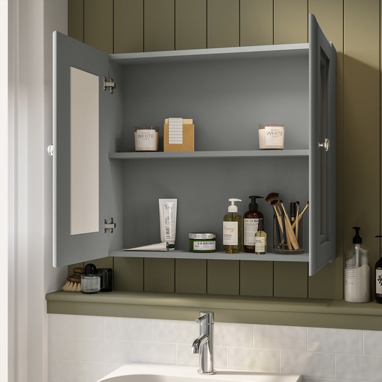 ONLY OPENED - Westbury 667mm Mirror Cabinet - Matt Mid-Grey