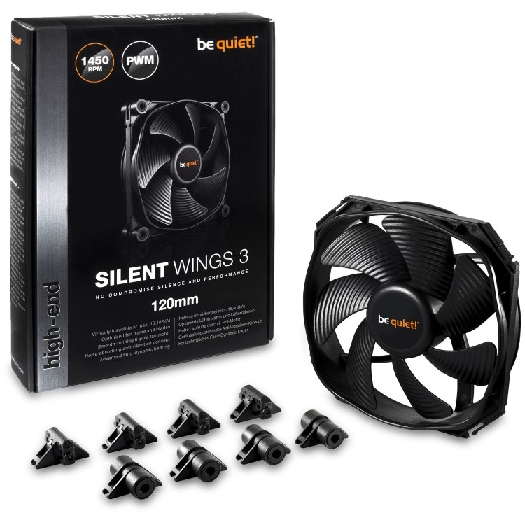 Box Opened Be Quiet BL070 Silent Wings 3 PWM High Speed Case Fan 12cm Black Fluid Dynamic