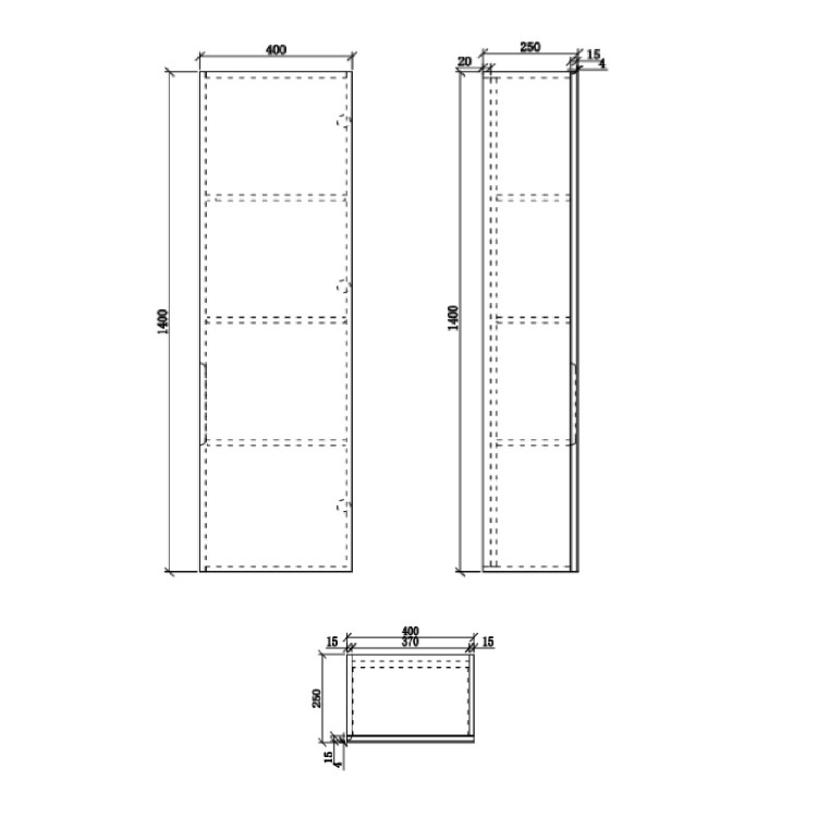 GRADE A1 - White Mirrored Wall Mounted Tall Bathroom Cabinet 400mm - Sion