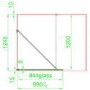 GRADE A1 - Black 1000mm Grid Wet Room Shower Screen with Wall Support Bar  - Nova