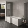 GRADE A1 - L Shape 1450mm 6mm Chrome Bath Screen with Towel Rail