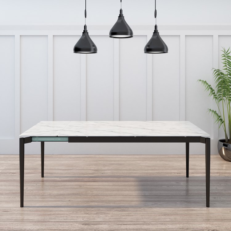 White Marble Extendable Dining Table - Seats 6 - Camilla