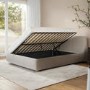 ONLY OPENED - Beige Boucle King Size Side-Lift Ottoman Bed with Cushioned Headboard - Ciara