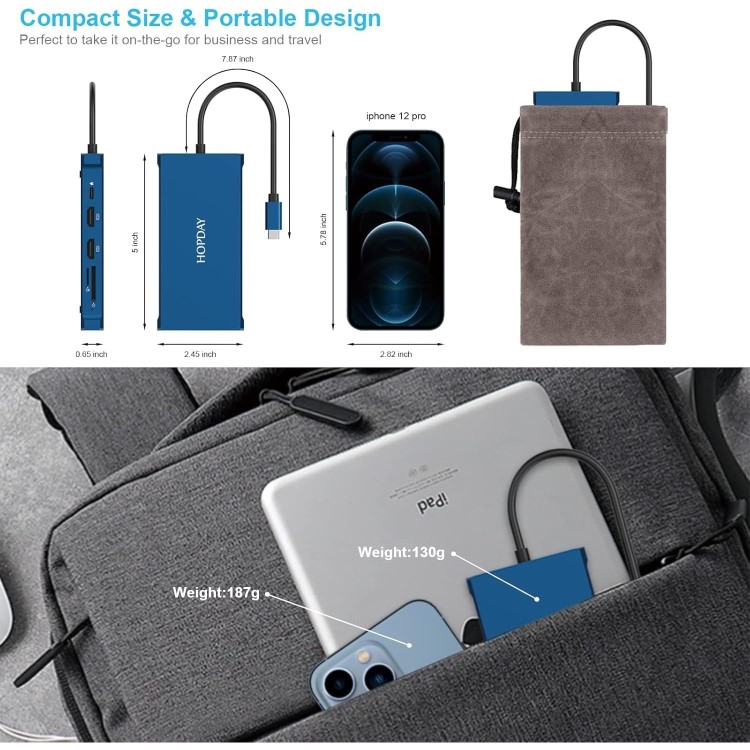 Refurbished HOPDAY 12in1 USB-C Multiport Laptop Docking Station