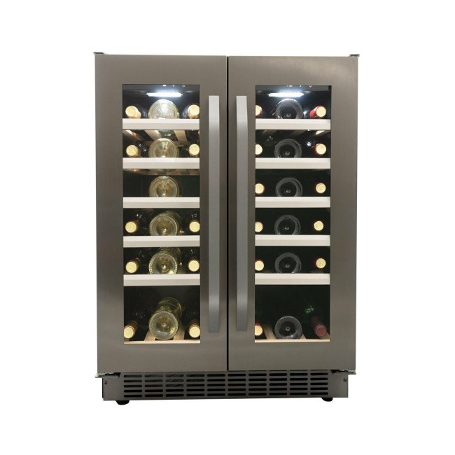 Refurbished Danby DWC120KD1BSS Freestanding 40 Bottle French Door Dual Zone Wine Cooler