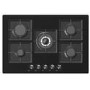electriQ 75cm 5 Burner Gas on Glass Hob - Black