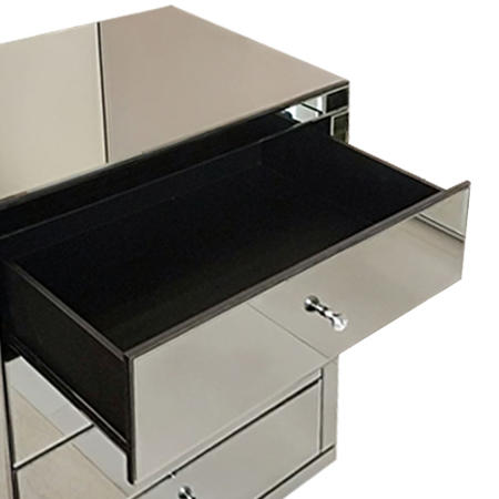 Grey Mirrored Chest of 4 Drawers - Eva