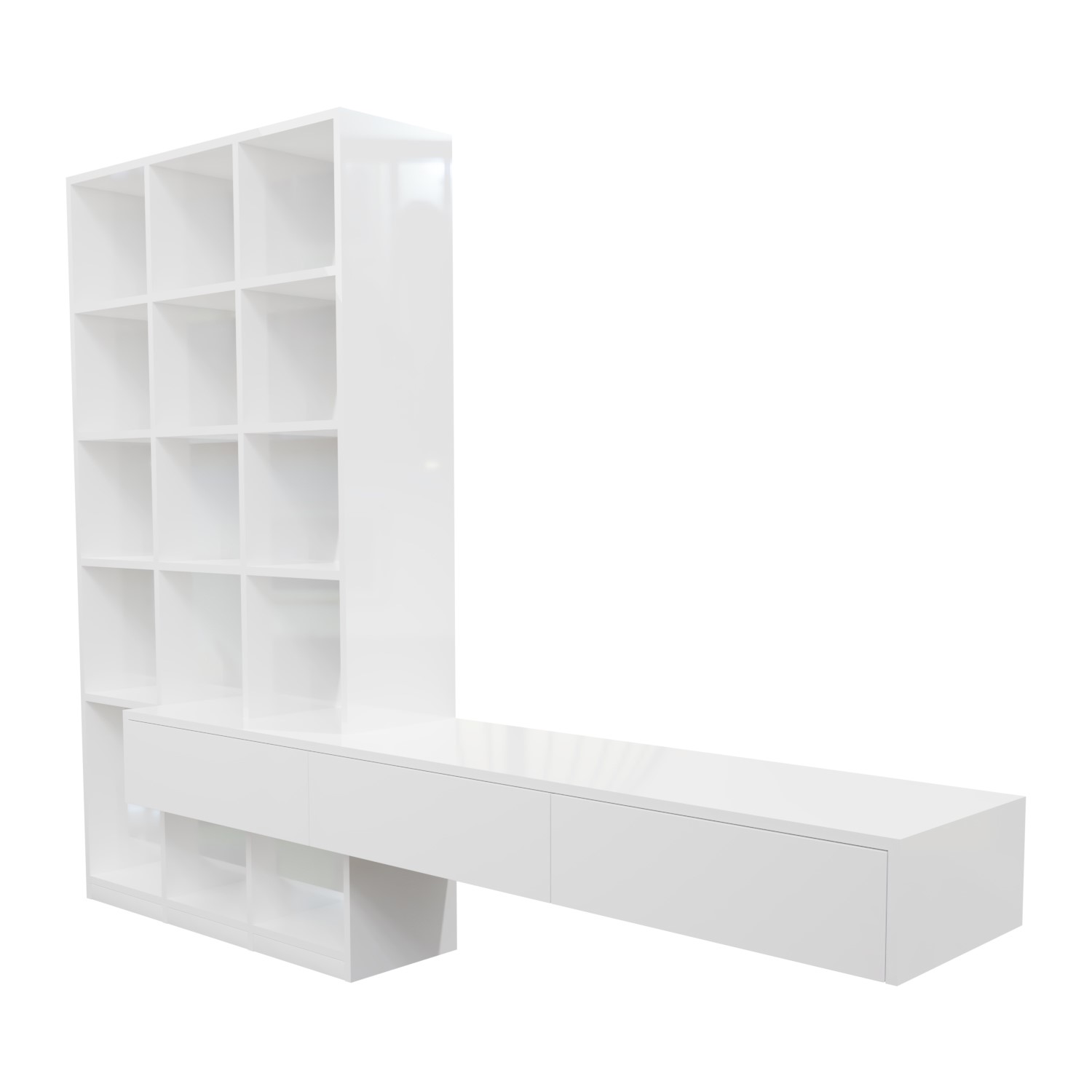 White Gloss Media Wall with Storage Everett BuyItDirect.ie