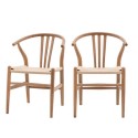 A1/FOL105887 ONLY OPENED - Set of 2 Brown Wishbone Back Dining Chairs - Sloan - Caspian House