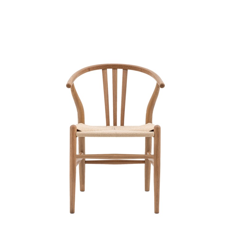 ONLY OPENED - Set of 2 Brown Wishbone Back Dining Chairs - Sloan - Caspian House