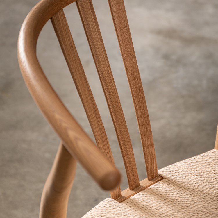 ONLY OPENED - Set of 2 Brown Wishbone Back Dining Chairs - Sloan - Caspian House