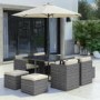 8 Seater Grey Rattan Cube Garden Dining Set - Parasol Included - Fortrose