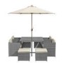 8 Seater Grey Rattan Cube Garden Dining Set - Parasol Included - Fortrose