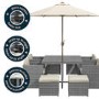 8 Seater Grey Rattan Cube Garden Dining Set - Parasol Included - Fortrose
