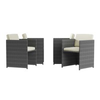 ONLY OPENED - 4 Grey Rattan Cube Garden Dining Chairs - Fortrose ONLY OPENED - 4 Grey Rattan Cube Garden Dining Chairs - Fortrose