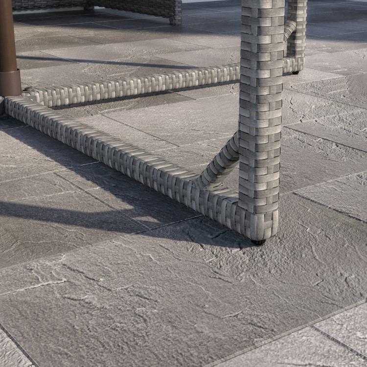 8 Seater Grey Rattan Cube Garden Dining Set - Parasol Included - Fortrose