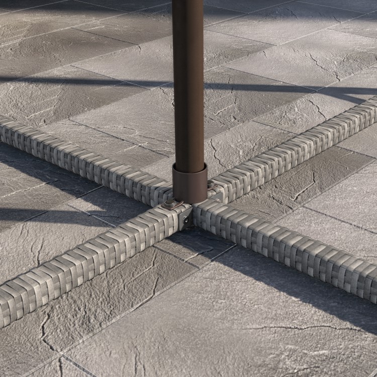 8 Seater Grey Rattan Cube Garden Dining Set - Parasol Included - Fortrose