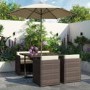 ONLY OPENED - Brown Rattan 6 Piece Garden Furniture Cube Dining Set - Parasol Included