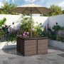 ONLY OPENED - Brown Rattan 6 Piece Garden Furniture Cube Dining Set - Parasol Included