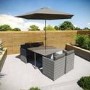 4 Seater Dark Grey Rattan Cube Garden Dining Set - Parasol Included - Fortrose