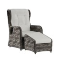 A1/FTR021-FO-A ONLY OPENED - Brown Rattan Reclining Garden Chair and Footstool - Aspen